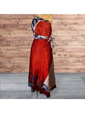 Boho Wrap Skirt Double Layer Sari Multi Wear 36 Travel Resort Festival Hippie